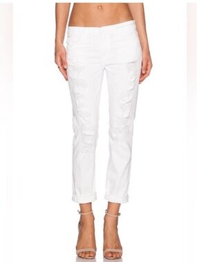 current Elliot Women’s jeans white boyfriend size 26 distressed straight leg